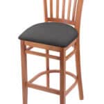 Hampton 25-Inch Wood Counter Stool with Medium Finish, Canter Storm 2.5-Inch Cushion Seat Seat, and Jailhouse Back