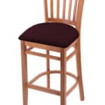 Hampton 25-Inch Wood Counter Stool with Medium Finish, Canter Bordeaux 2.5-Inch Cushion Seat Seat, and Jailhouse Back