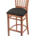 Hampton 25-Inch Wood Counter Stool with Medium Finish, Canter Iron 2.5-Inch Cushion Seat Seat, and Jailhouse Back