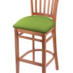 Hampton 25-Inch Wood Counter Stool with Medium Finish, Canter Kiwi Green 2.5-Inch Cushion Seat Seat, and Jailhouse Back