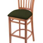 Hampton 30-Inch Wood Bar Stool with Medium Finish, Canter Pine 2.5-Inch Cushion Seat Seat, and Jailhouse Back