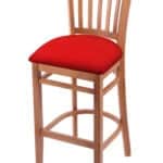 Hampton 25-Inch Wood Counter Stool with Medium Finish, Canter Red 2.5-Inch Cushion Seat Seat, and Jailhouse Back