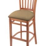 Hampton 25-Inch Wood Counter Stool with Medium Finish, Canter Sand 2.5-Inch Cushion Seat Seat, and Jailhouse Back