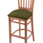 Hampton 30-Inch Wood Bar Stool with Medium Finish, Graph Parrot 2.5-Inch Cushion Seat Seat, and Jailhouse Back