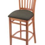 Hampton 25-Inch Wood Counter Stool with Medium Finish, Graph Chalice 2.5-Inch Cushion Seat Seat, and Jailhouse Back