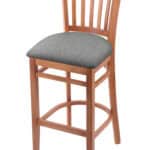 Hampton 25-Inch Wood Counter Stool with Medium Finish, Graph Alpine 2.5-Inch Cushion Seat Seat, and Jailhouse Back