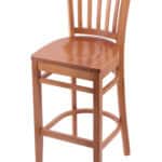 Hampton 25-Inch Wood Counter Stool with Medium Finish, Medium 2.5-Inch Cushion Seat Seat, and Jailhouse Back