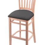 Hampton 25-Inch Wood Counter Stool with Natural Finish, Canter Storm 2.5-Inch Cushion Seat Seat, and Jailhouse Back