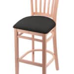 Hampton 25-Inch Wood Counter Stool with Natural Finish, Canter Iron 2.5-Inch Cushion Seat Seat, and Jailhouse Back