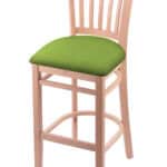 Hampton 25-Inch Wood Counter Stool with Natural Finish, Canter Kiwi Green 2.5-Inch Cushion Seat Seat, and Jailhouse Back