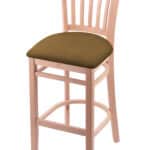 Hampton 25-Inch Wood Counter Stool with Natural Finish, Canter Saddle 2.5-Inch Cushion Seat Seat, and Jailhouse Back