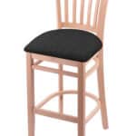 Hampton 25-Inch Wood Counter Stool with Natural Finish, Graph Coal 2.5-Inch Cushion Seat Seat, and Jailhouse Back