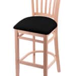Hampton 25-Inch Wood Counter Stool with Natural Finish, Black Vinyl 2.5-Inch Cushion Seat Seat, and Jailhouse Back