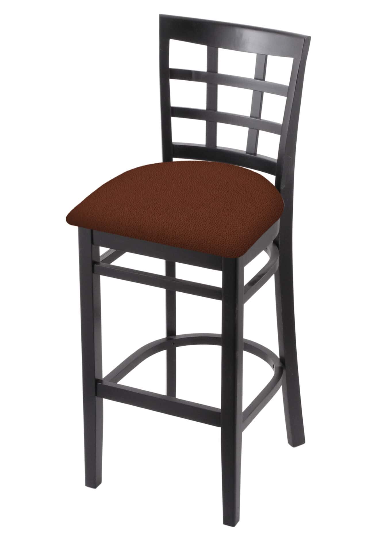 Hampton 30-Inch Wood Bar Stool with Black Finish, Rein Adobe Wood Seat, and Grid Back 1 Hampton 30-Inch Wood Bar Stool with Black Finish, Rein Adobe Wood Seat, and Grid Back