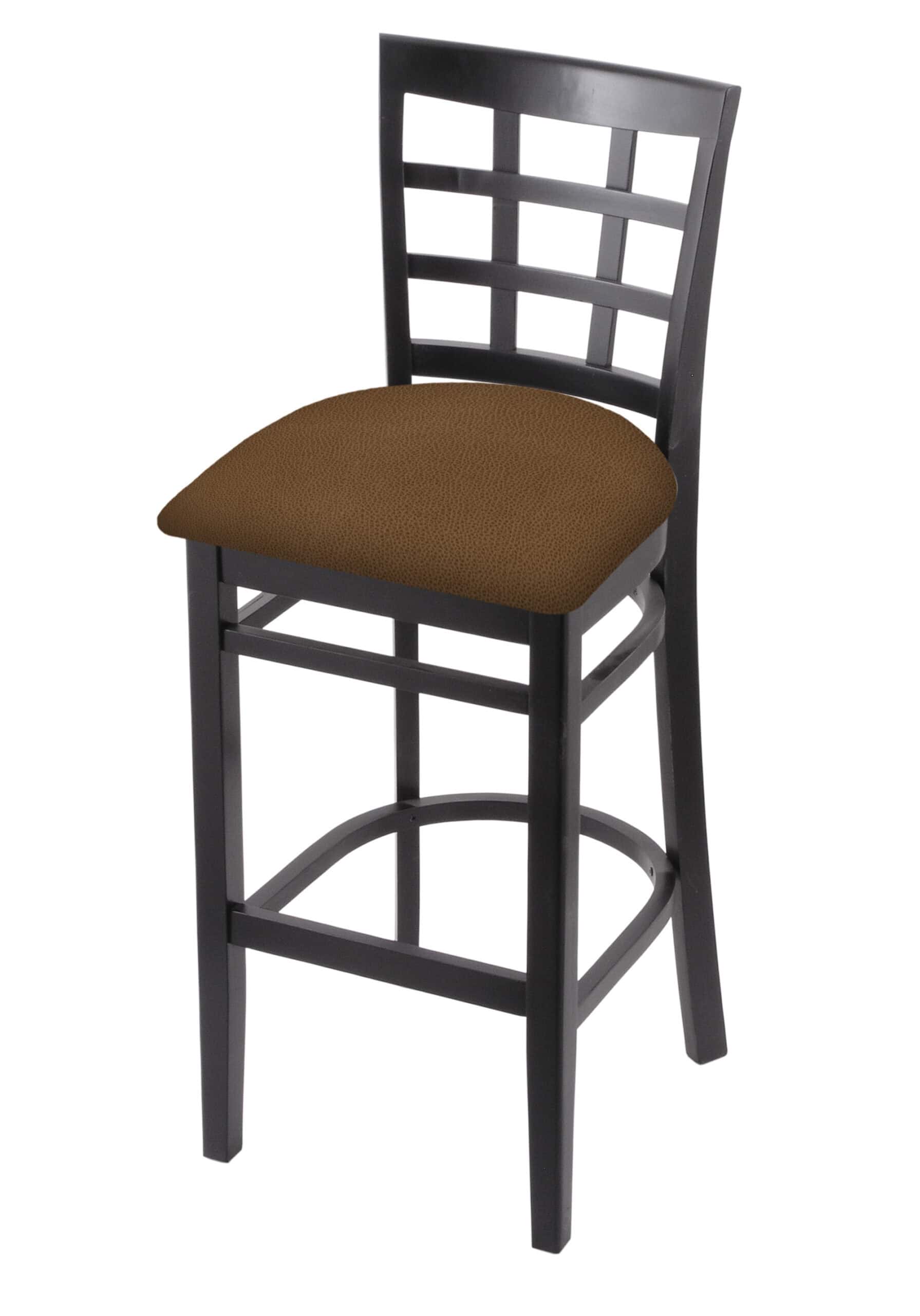 Hampton 30-Inch Wood Bar Stool with Black Finish, Rein Thatch Wood Seat, and Grid Back 4 Hampton 30-Inch Wood Bar Stool with Black Finish, Rein Thatch Wood Seat, and Grid Back