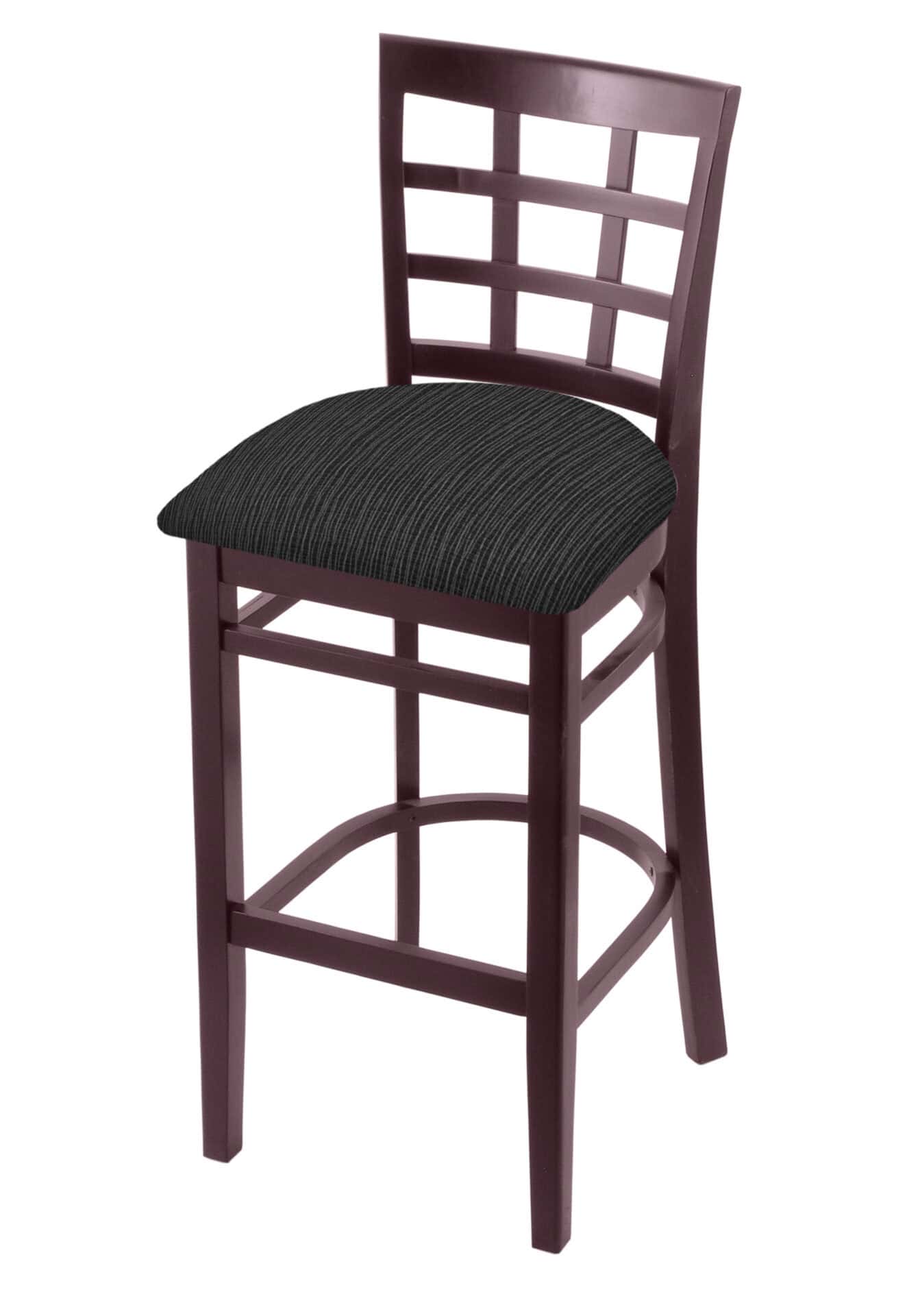 Hampton 30-Inch Wood Bar Stool with Dark Cherry Finish, Graph Coal Wood Seat, and Grid Back 1 Hampton 30-Inch Wood Bar Stool with Dark Cherry Finish, Graph Coal Wood Seat, and Grid Back
