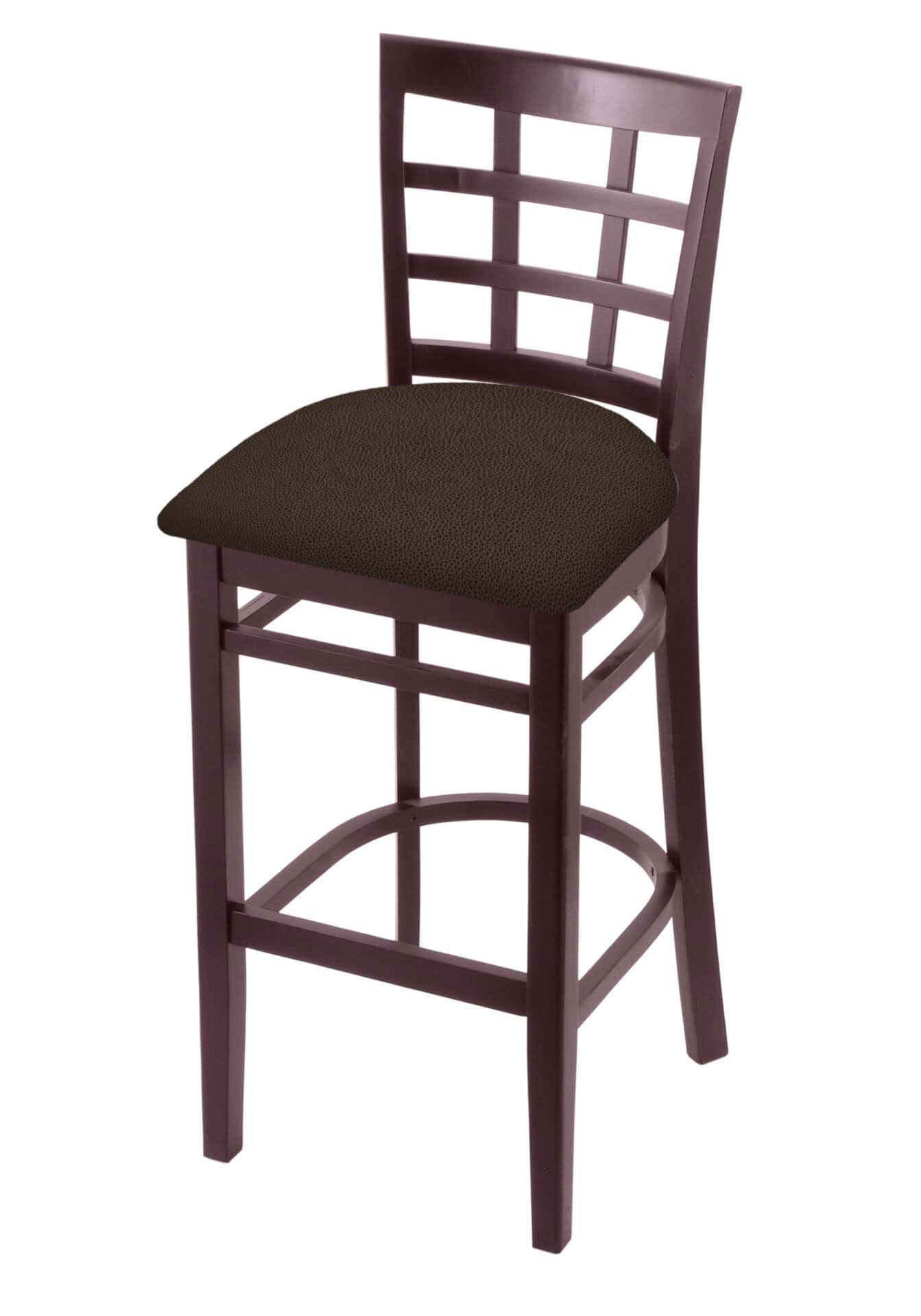 Hampton 30-Inch Wood Bar Stool with Dark Cherry Finish, Rein Coffee Wood Seat, and Grid Back 1 Hampton 30-Inch Wood Bar Stool with Dark Cherry Finish, Rein Coffee Wood Seat, and Grid Back