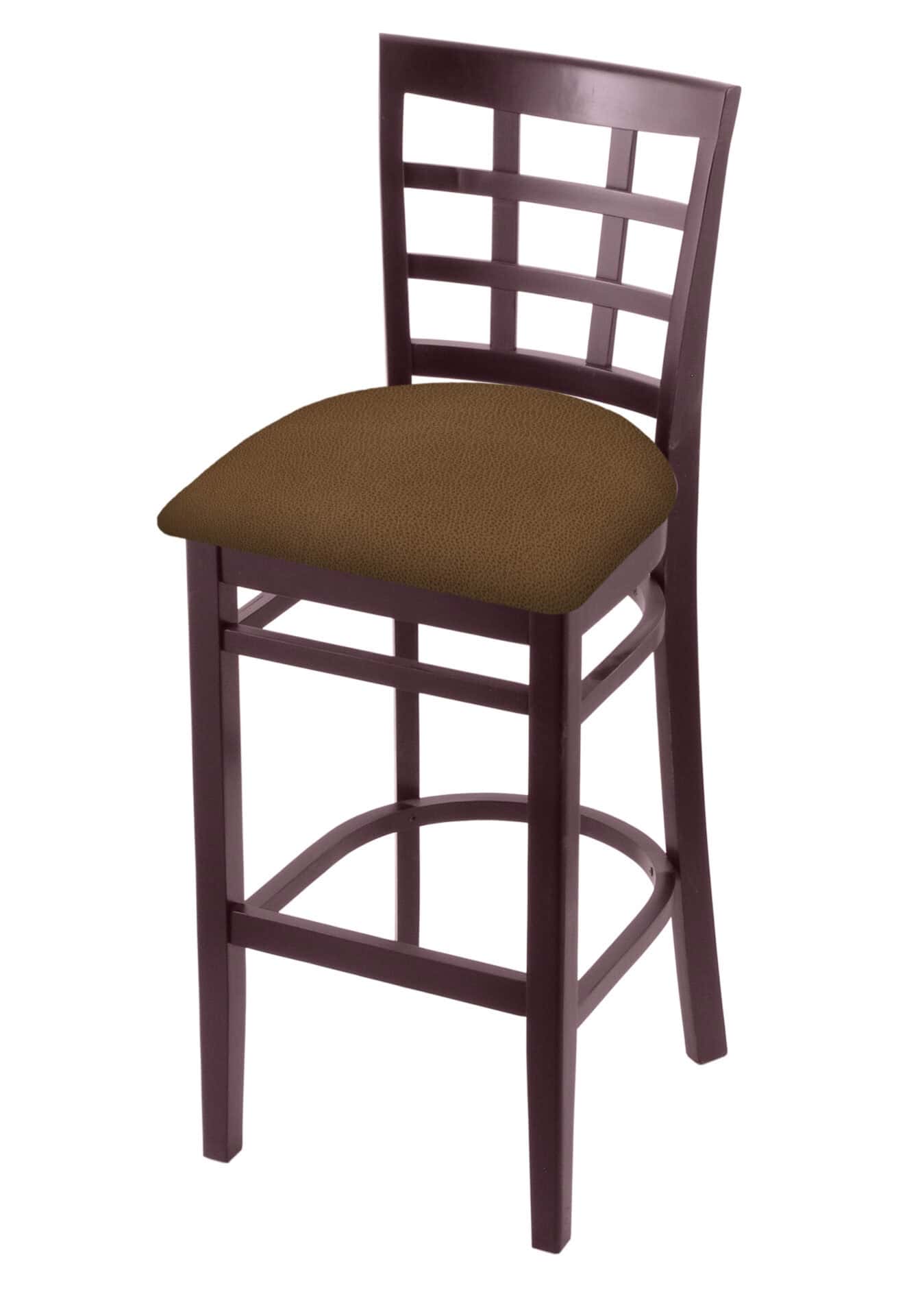 Hampton 30-Inch Wood Bar Stool with Dark Cherry Finish, Rein Thatch Wood Seat, and Grid Back 1 Hampton 30-Inch Wood Bar Stool with Dark Cherry Finish, Rein Thatch Wood Seat, and Grid Back