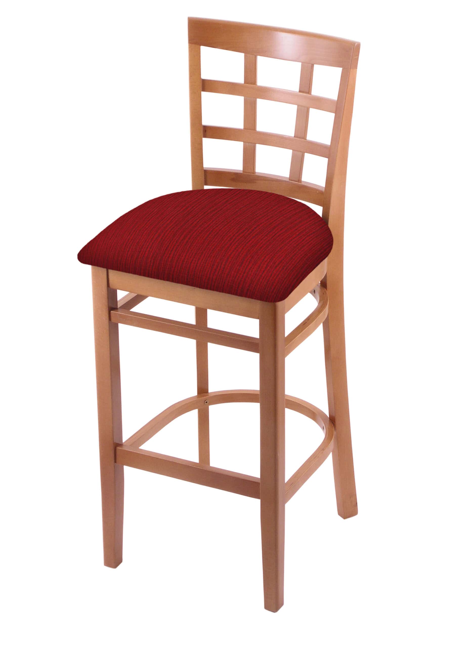 Hampton 30-Inch Wood Bar Stool with Medium Finish, Graph Ruby Wood Seat, and Grid Back 4 Hampton 30-Inch Wood Bar Stool with Medium Finish, Graph Ruby Wood Seat, and Grid Back