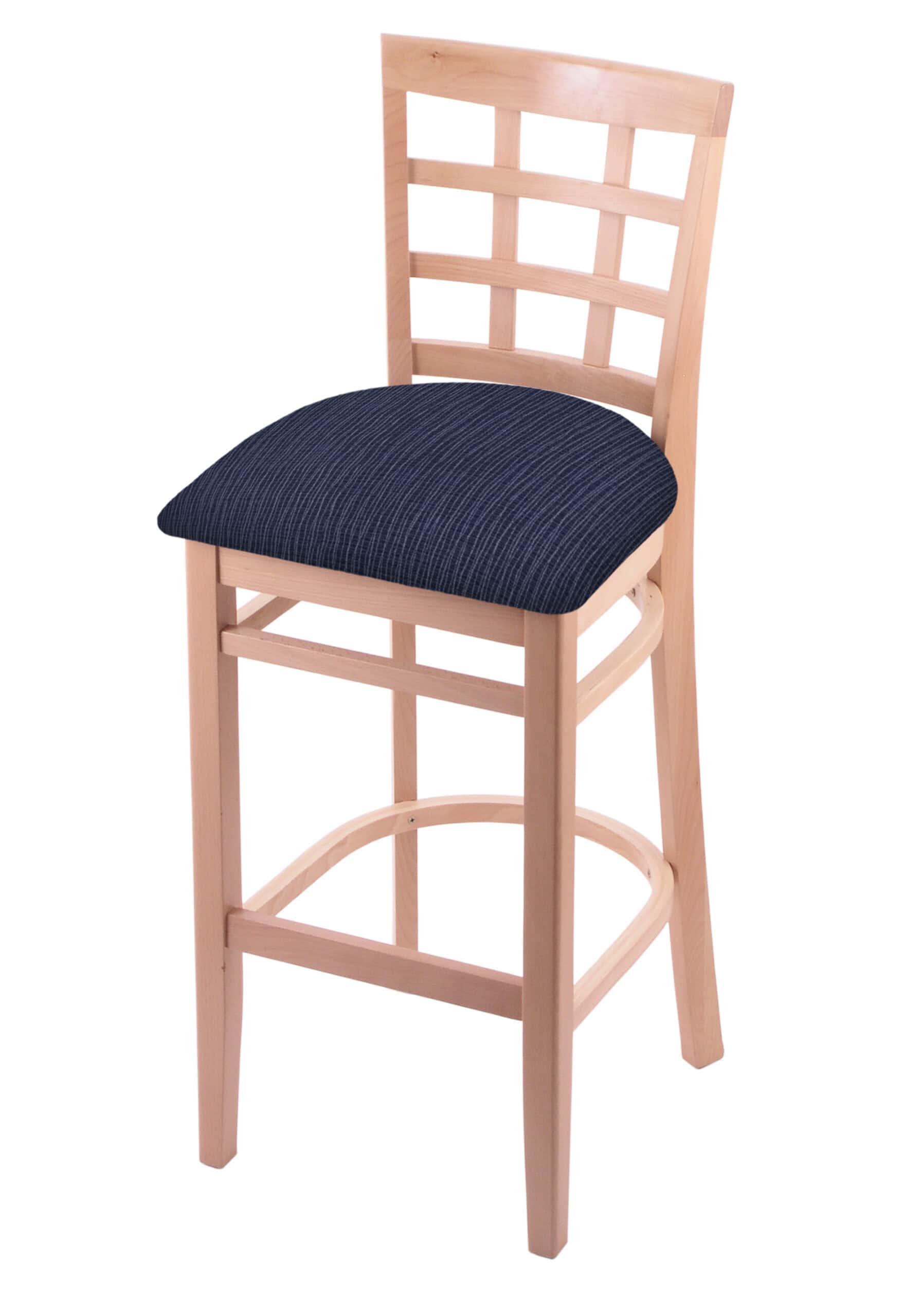 Hampton 30-Inch Wood Bar Stool with Natural Finish, Graph Anchor Wood Seat, and Grid Back 4 Hampton 30-Inch Wood Bar Stool with Natural Finish, Graph Anchor Wood Seat, and Grid Back
