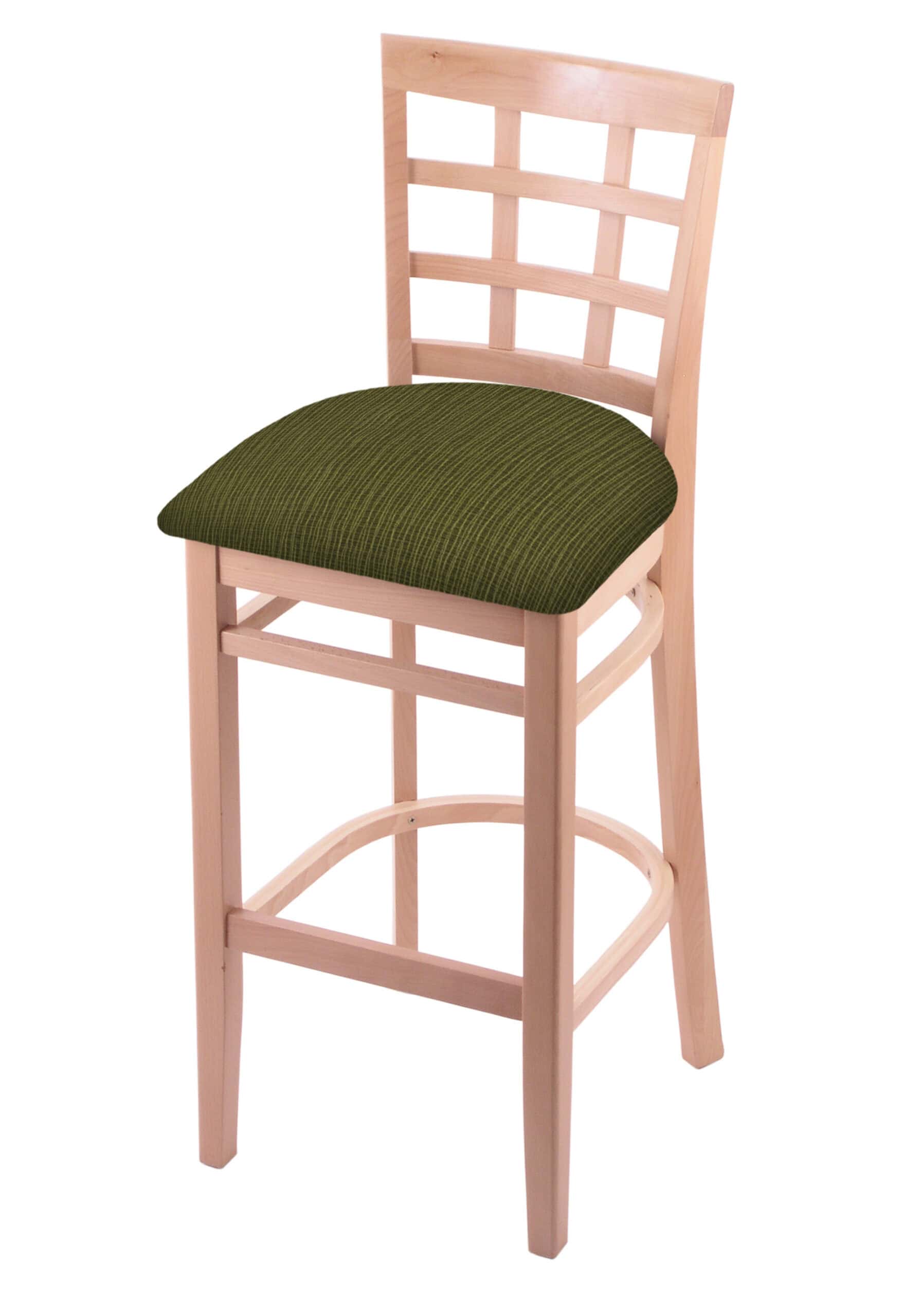 Hampton 30-Inch Wood Bar Stool with Natural Finish, Graph Parrot Wood Seat, and Grid Back 4 Hampton 30-Inch Wood Bar Stool with Natural Finish, Graph Parrot Wood Seat, and Grid Back