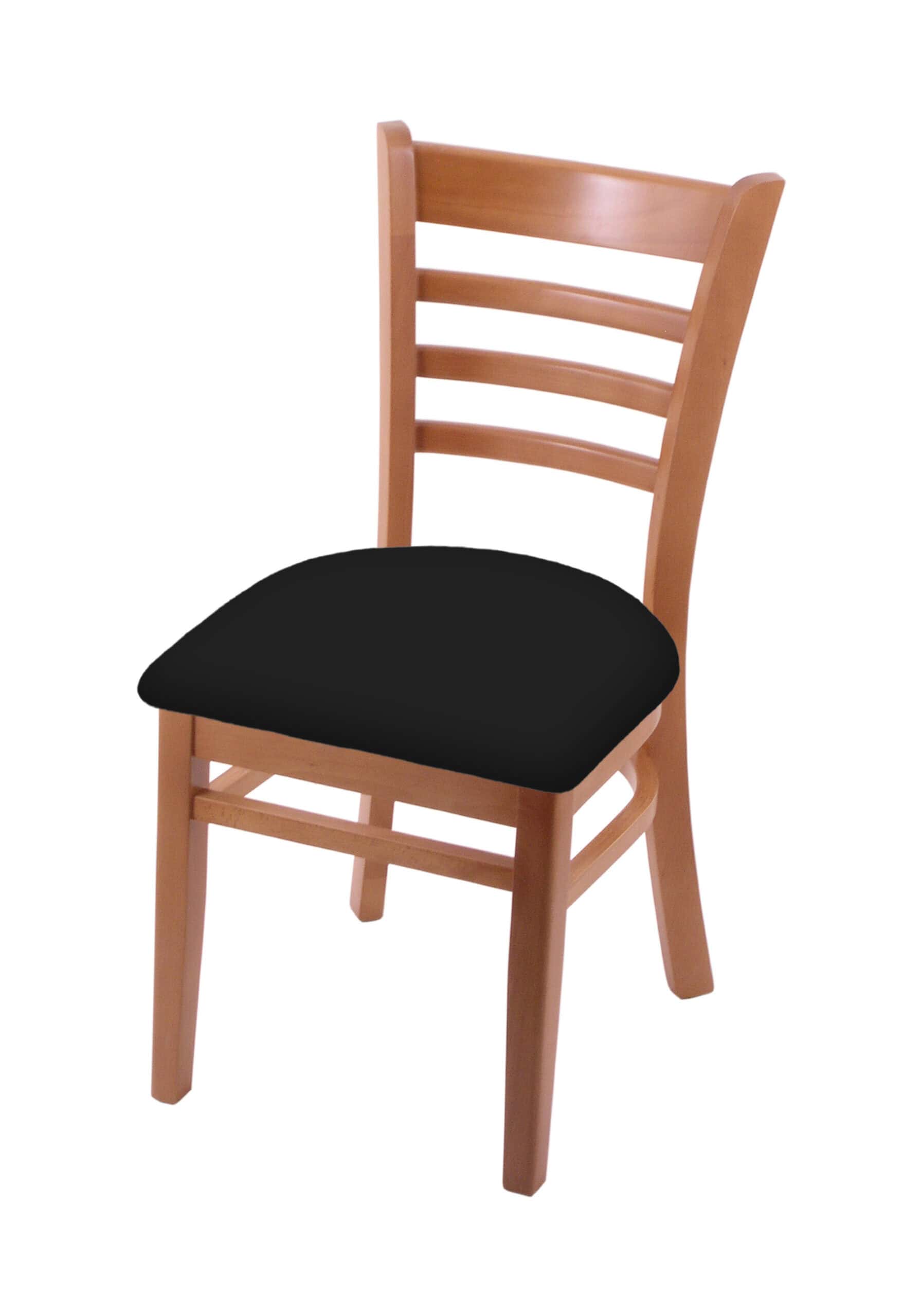 Hampton 18-Inch Wood Chair with Medium Finish, Black Vinyl Wood Seat, and Ladder Back 4 Hampton 18-Inch Wood Chair with Medium Finish, Black Vinyl Wood Seat, and Ladder Back