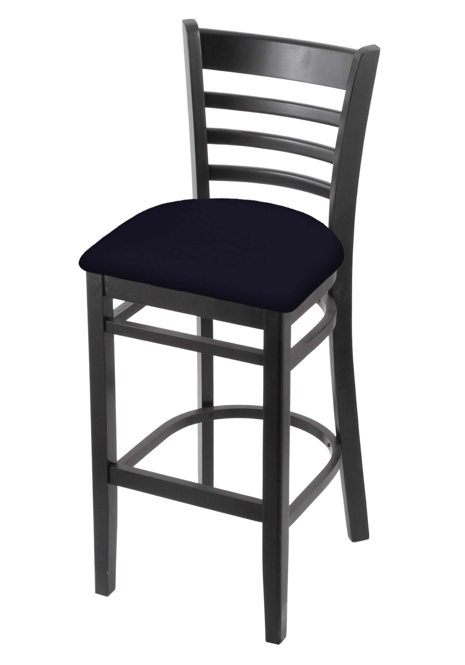 Hampton 30-Inch Wood Bar Stool with Black Finish, Canter Twilight Wood Seat, and Ladder Back 4 Hampton 30-Inch Wood Bar Stool with Black Finish, Canter Twilight Wood Seat, and Ladder Back