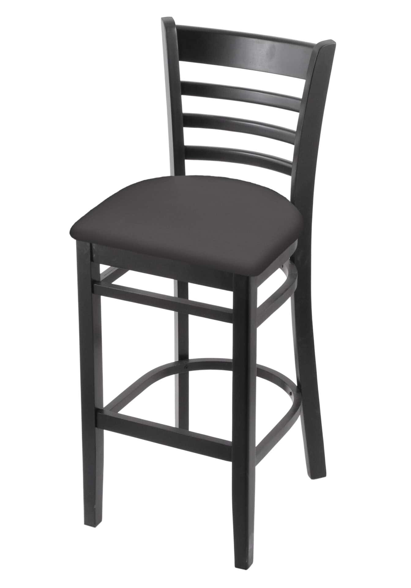 Hampton 30-Inch Wood Bar Stool with Black Finish, Canter Storm Wood Seat, and Ladder Back 1 Hampton 30-Inch Wood Bar Stool with Black Finish, Canter Storm Wood Seat, and Ladder Back