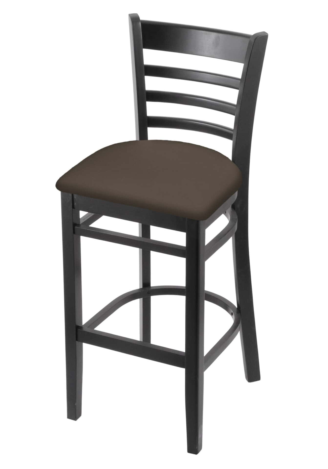 Hampton 30-Inch Wood Bar Stool with Black Finish, Canter Earth Wood Seat, and Ladder Back 1 Hampton 30-Inch Wood Bar Stool with Black Finish, Canter Earth Wood Seat, and Ladder Back