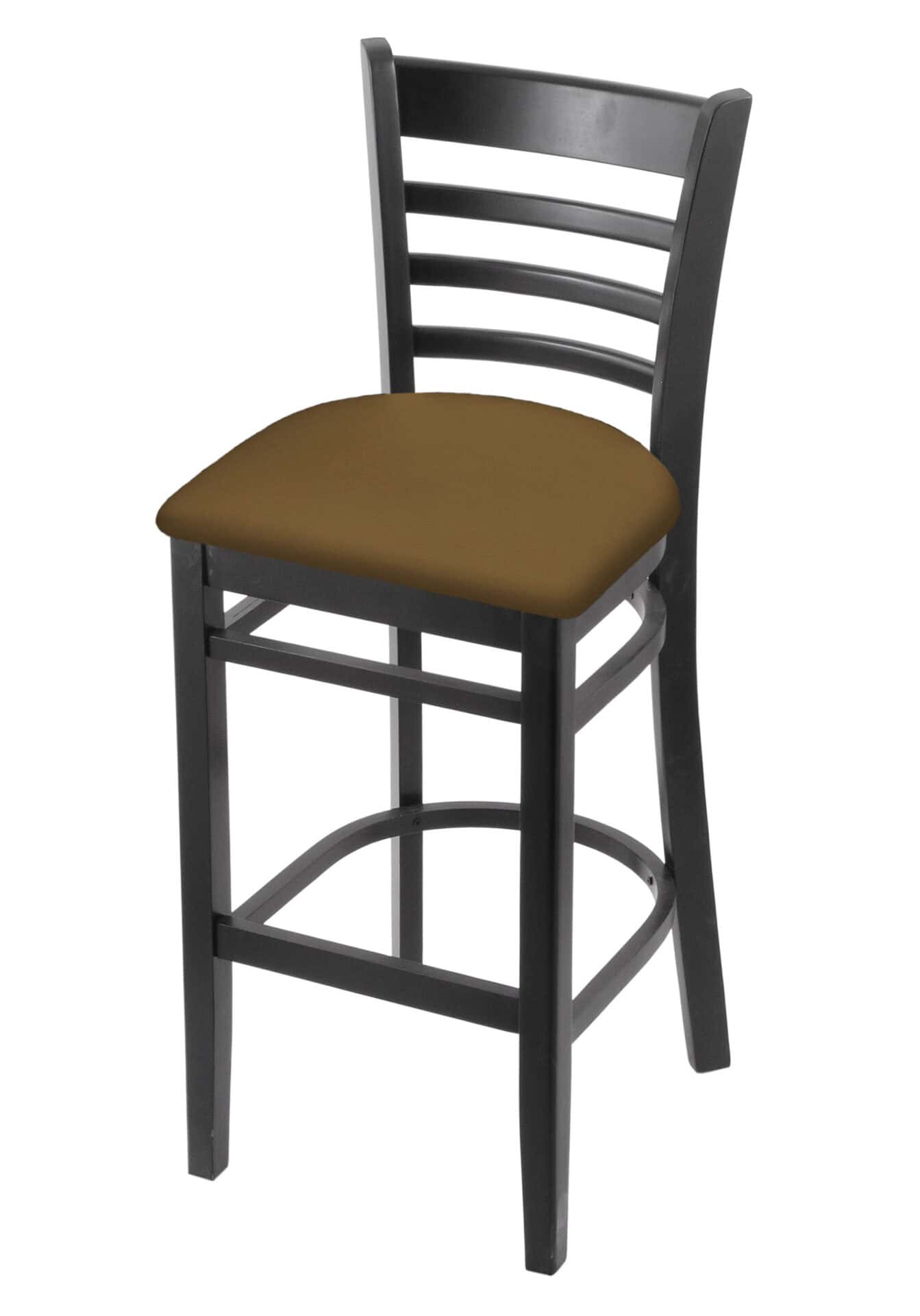 Hampton 30-Inch Wood Bar Stool with Black Finish, Canter Saddle Wood Seat, and Ladder Back 1 Hampton 30-Inch Wood Bar Stool with Black Finish, Canter Saddle Wood Seat, and Ladder Back