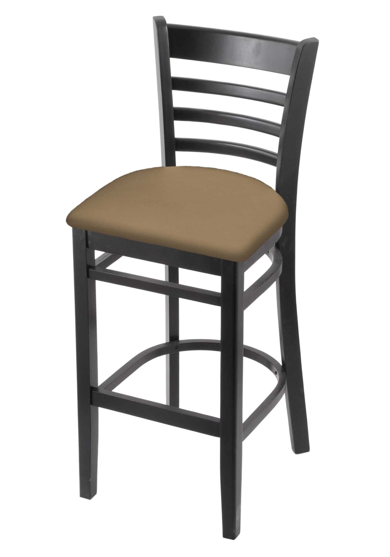 Hampton 30-Inch Wood Bar Stool with Black Finish, Canter Sand Wood Seat, and Ladder Back 1 Hampton 30-Inch Wood Bar Stool with Black Finish, Canter Sand Wood Seat, and Ladder Back