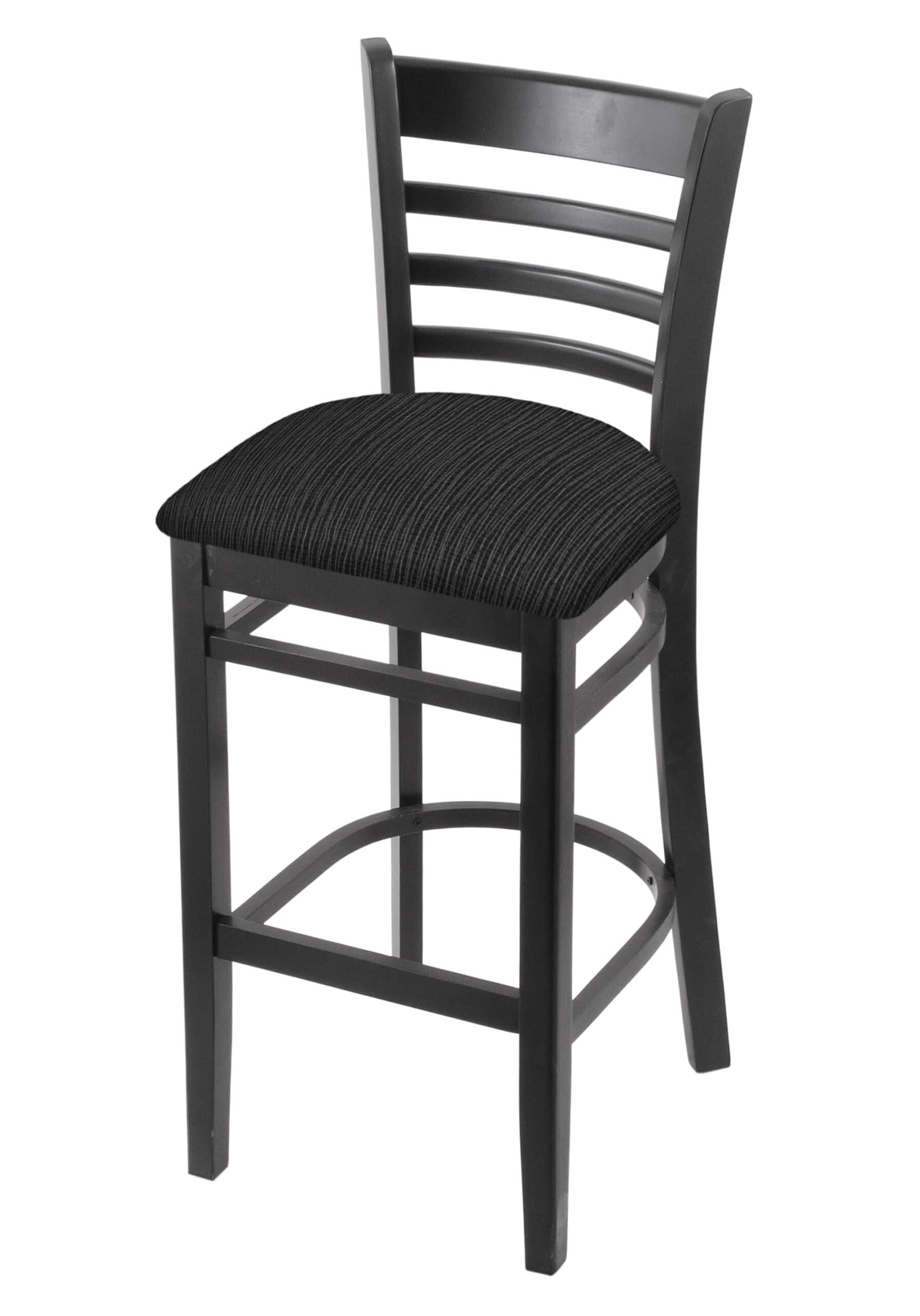 Hampton 30-Inch Wood Bar Stool with Black Finish, Graph Coal Wood Seat, and Ladder Back 4 Hampton 30-Inch Wood Bar Stool with Black Finish, Graph Coal Wood Seat, and Ladder Back