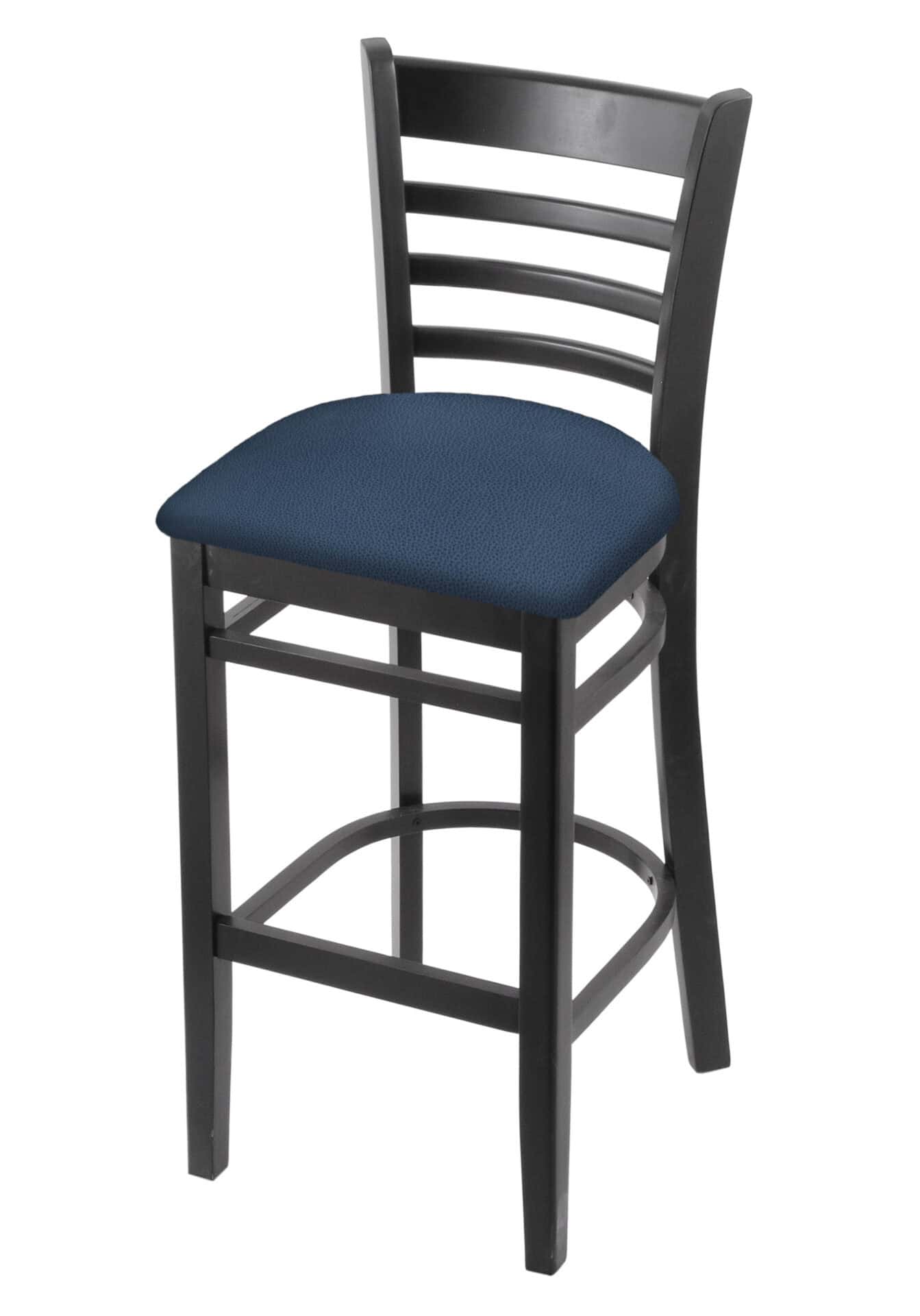 Hampton 30-Inch Wood Bar Stool with Black Finish, Rein Bay Wood Seat, and Ladder Back 1 Hampton 30-Inch Wood Bar Stool with Black Finish, Rein Bay Wood Seat, and Ladder Back