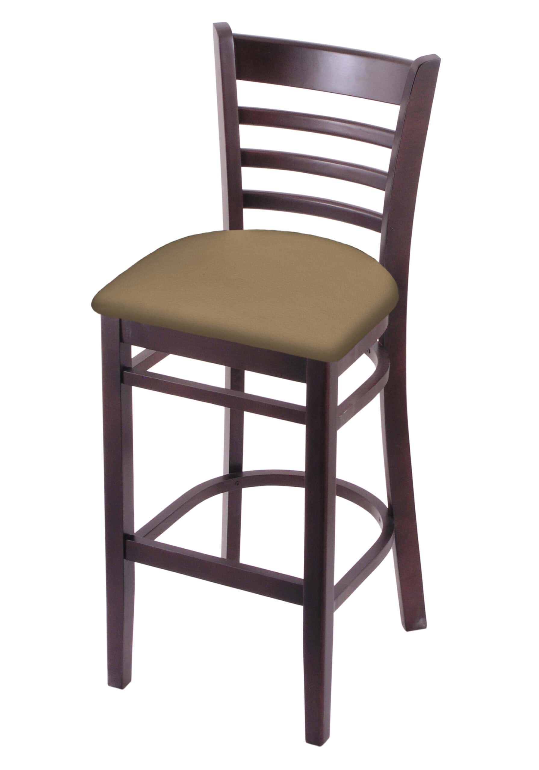 Hampton 30-Inch Wood Bar Stool with Dark Cherry Finish, Canter Sand Wood Seat, and Ladder Back 4 Hampton 30-Inch Wood Bar Stool with Dark Cherry Finish, Canter Sand Wood Seat, and Ladder Back