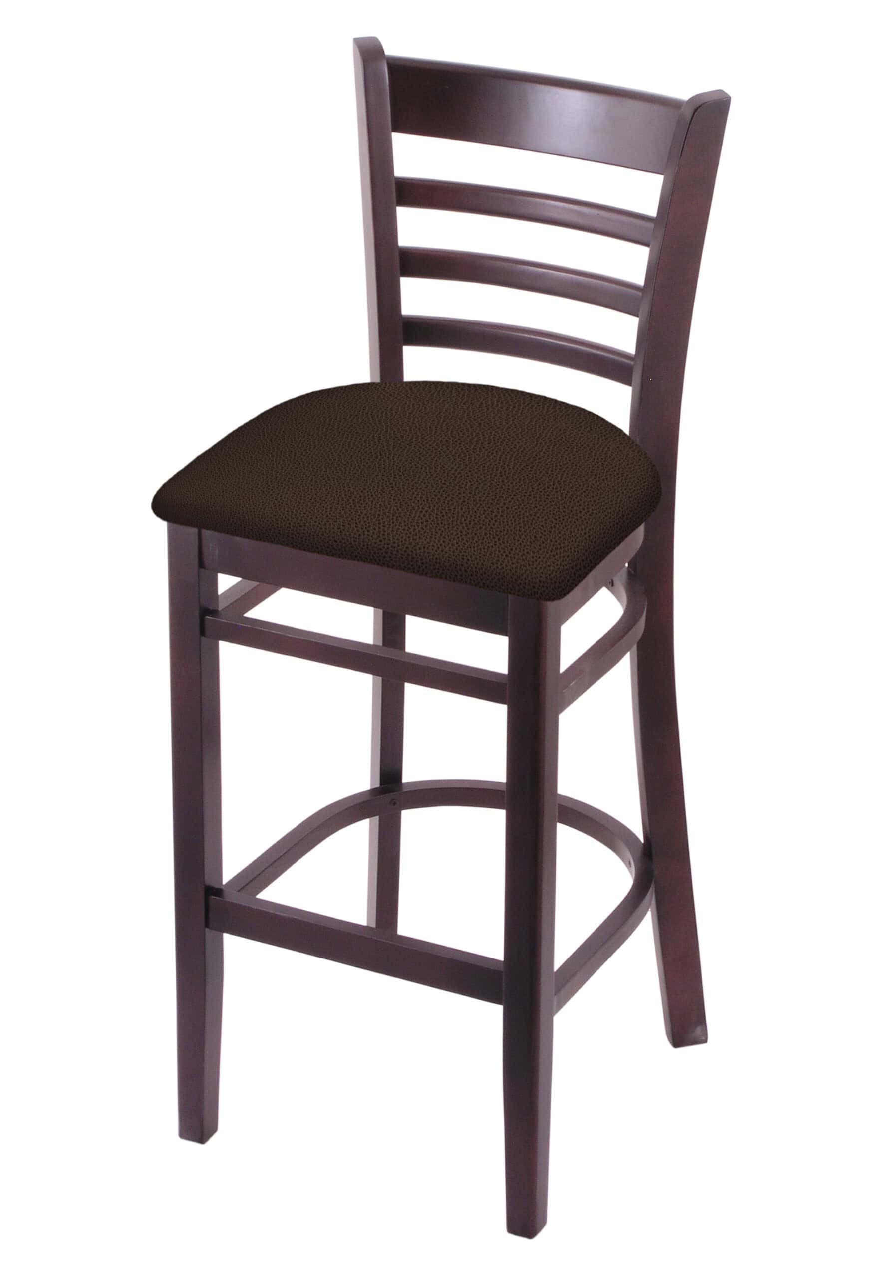 Hampton 30-Inch Wood Bar Stool with Dark Cherry Finish, Rein Coffee Wood Seat, and Ladder Back 4 Hampton 30-Inch Wood Bar Stool with Dark Cherry Finish, Rein Coffee Wood Seat, and Ladder Back