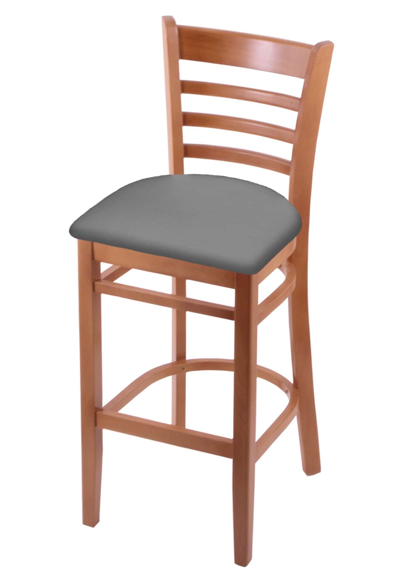 Hampton 30-Inch Wood Bar Stool with Medium Finish, Canter Folkstone Grey Wood Seat, and Ladder Back 1 Hampton 30-Inch Wood Bar Stool with Medium Finish, Canter Folkstone Grey Wood Seat, and Ladder Back