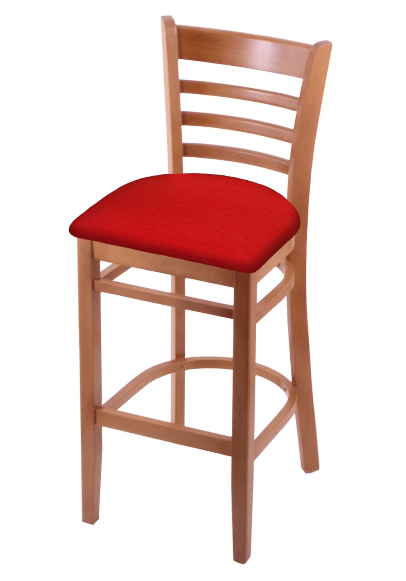 Hampton 30-Inch Wood Bar Stool with Medium Finish, Canter Red Wood Seat, and Ladder Back 1 Hampton 30-Inch Wood Bar Stool with Medium Finish, Canter Red Wood Seat, and Ladder Back