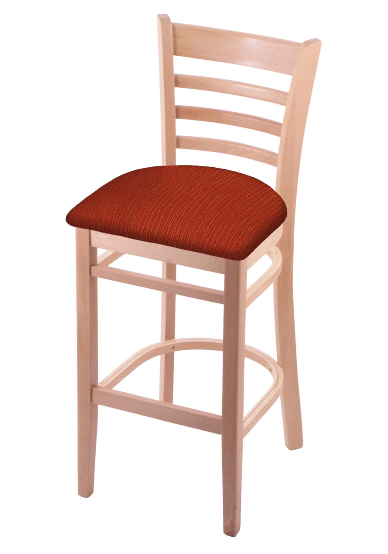 Hampton 30-Inch Wood Bar Stool with Natural Finish, Graph Poppy Wood Seat, and Ladder Back 1 Hampton 30-Inch Wood Bar Stool with Natural Finish, Graph Poppy Wood Seat, and Ladder Back