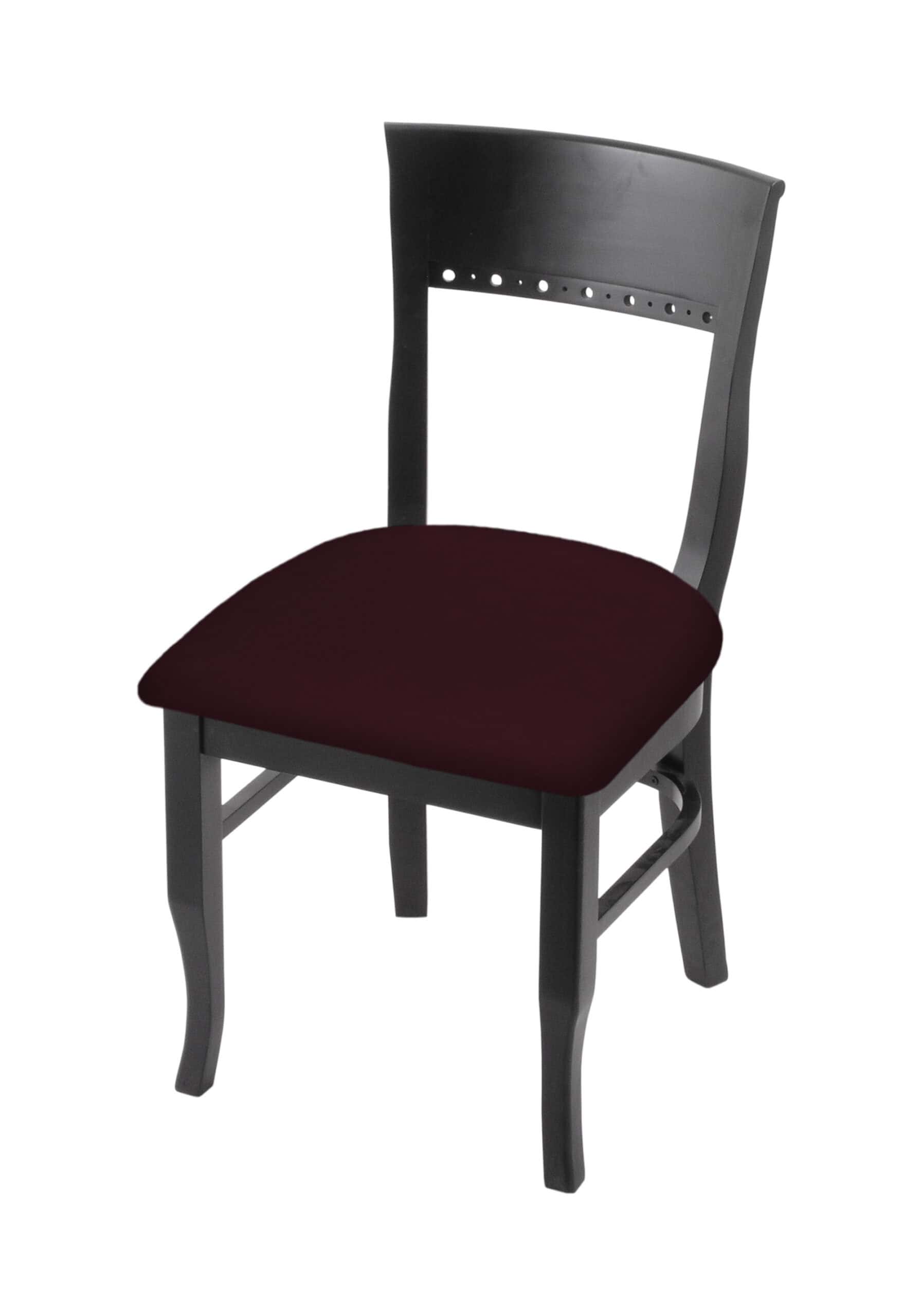 Hampton 18-Inch Wood Chair with Black Finish, Canter Bordeaux Wood Seat, and Curved Decorative Back 3 Hampton 18-Inch Wood Chair with Black Finish, Canter Bordeaux Wood Seat, and Curved Decorative Back