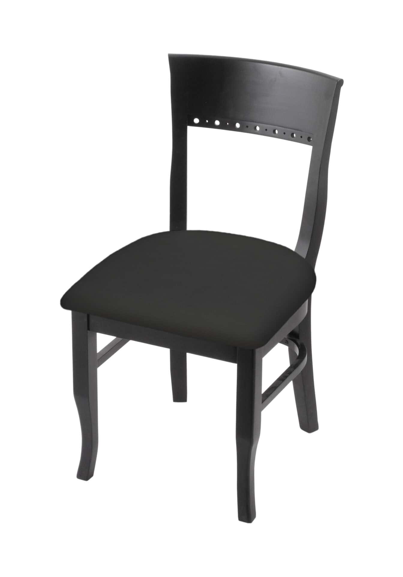 Hampton 18-Inch Wood Chair with Black Finish, Canter Iron Wood Seat, and Curved Decorative Back 1 Hampton 18-Inch Wood Chair with Black Finish, Canter Iron Wood Seat, and Curved Decorative Back