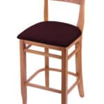Hampton 30-Inch Wood Bar Stool with Medium Finish, Canter Bordeaux Wood Seat, and Curved Decorative Back 3 Hampton 30-Inch Wood Bar Stool with Medium Finish, Canter Bordeaux Wood Seat, and Curved Decorative Back
