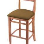 Hampton 30-Inch Wood Bar Stool with Medium Finish, Canter Saddle Wood Seat, and Curved Decorative Back 3 Hampton 30-Inch Wood Bar Stool with Medium Finish, Canter Saddle Wood Seat, and Curved Decorative Back