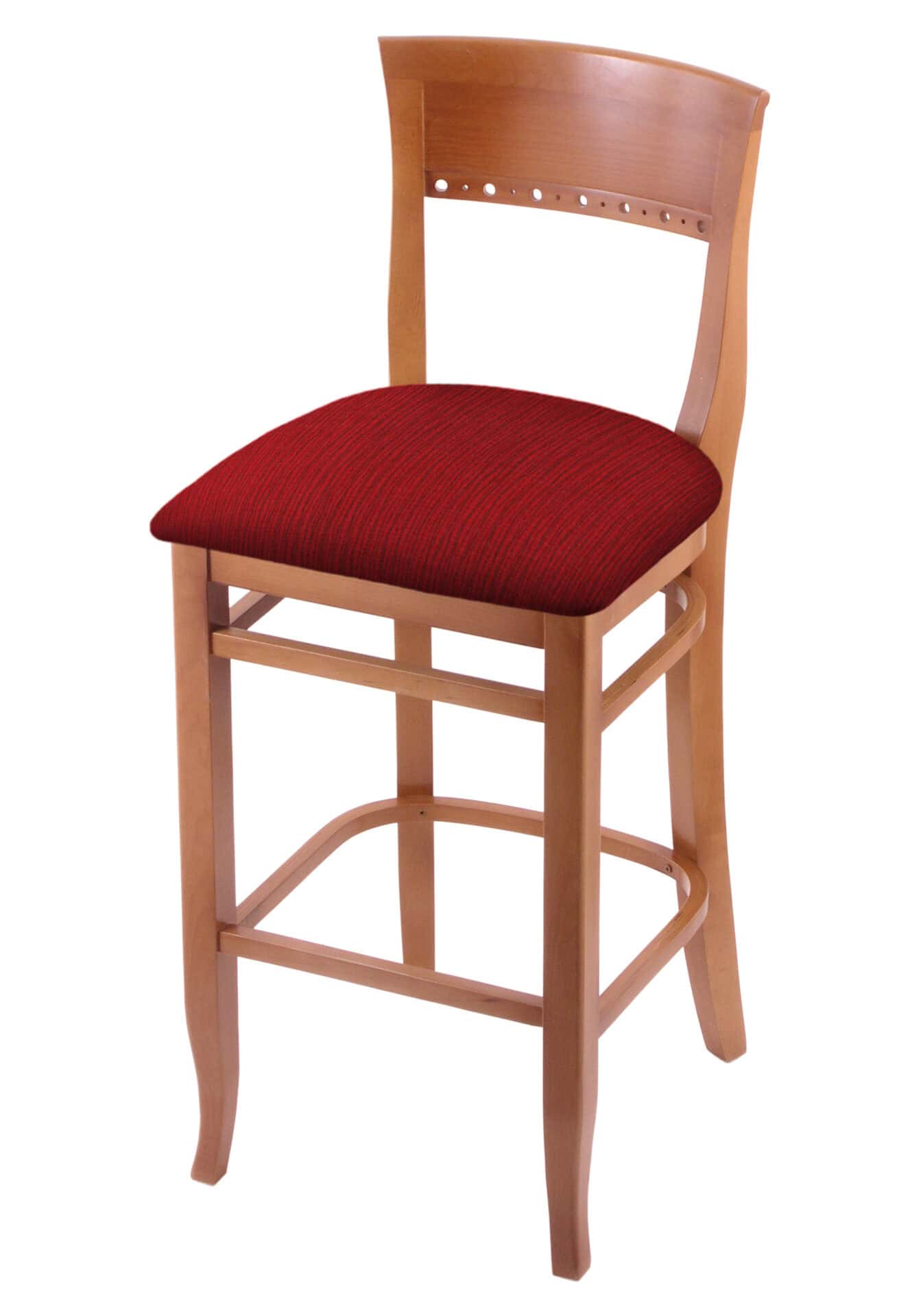 Hampton 30-Inch Wood Bar Stool with Medium Finish, Graph Ruby Wood Seat, and Curved Decorative Back 1 Hampton 30-Inch Wood Bar Stool with Medium Finish, Graph Ruby Wood Seat, and Curved Decorative Back