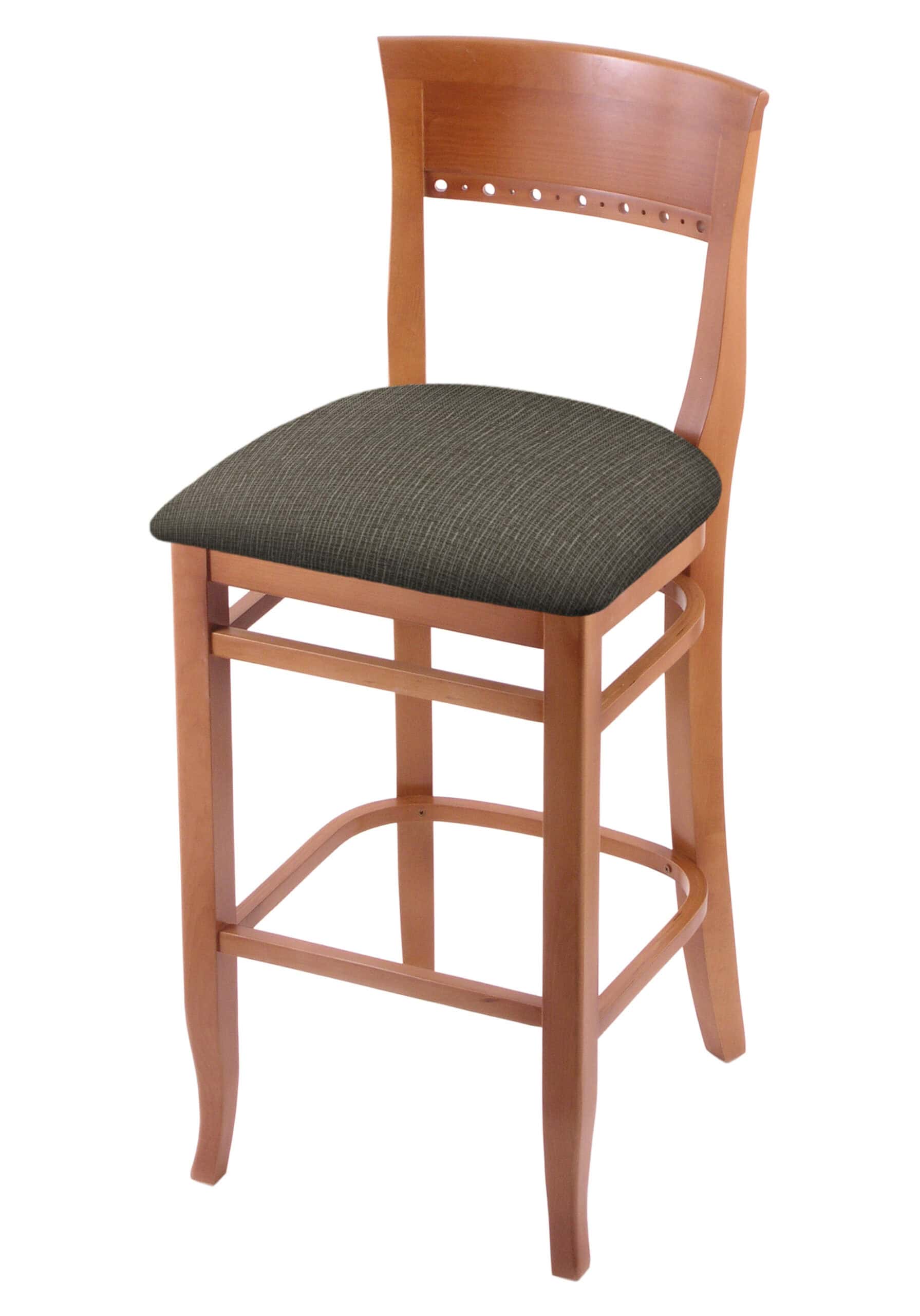 Hampton 30-Inch Wood Bar Stool with Medium Finish, Graph Chalice Wood Seat, and Curved Decorative Back 3 Hampton 30-Inch Wood Bar Stool with Medium Finish, Graph Chalice Wood Seat, and Curved Decorative Back