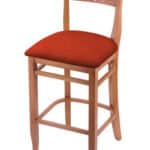 Hampton 30-Inch Wood Bar Stool with Medium Finish, Graph Poppy Wood Seat, and Curved Decorative Back 3 Hampton 30-Inch Wood Bar Stool with Medium Finish, Graph Poppy Wood Seat, and Curved Decorative Back