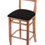 Hampton 30-Inch Wood Bar Stool with Medium Finish, Black Vinyl Wood Seat, and Curved Decorative Back 3 Hampton 30-Inch Wood Bar Stool with Medium Finish, Black Vinyl Wood Seat, and Curved Decorative Back