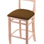 Hampton 30-Inch Wood Bar Stool with Natural Finish, Canter Thatch Wood Seat, and Curved Decorative Back
