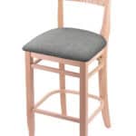 Hampton 30-Inch Wood Bar Stool with Natural Finish, Graph Alpine Wood Seat, and Curved Decorative Back