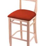 Hampton 30-Inch Wood Bar Stool with Natural Finish, Graph Poppy Wood Seat, and Curved Decorative Back 3 Hampton 30-Inch Wood Bar Stool with Natural Finish, Graph Poppy Wood Seat, and Curved Decorative Back