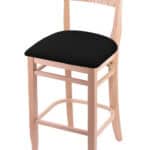 Hampton 30-Inch Wood Bar Stool with Natural Finish, Black Vinyl Wood Seat, and Curved Decorative Back 3 Hampton 30-Inch Wood Bar Stool with Natural Finish, Black Vinyl Wood Seat, and Curved Decorative Back
